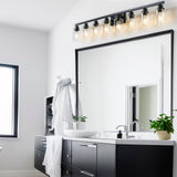 DIKAIDA 8 Light Bathroom Vanity Lights Over Mirror, 52inch Black Vanity Lights Fixtures Matte Black Modern Vanity Lights Black Bathroom Wall Lighting for Mirror Bedroom,Living Room DIKAIDA