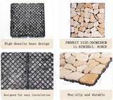 Decking Natural Pebble Interlocking Floor Patio Tiles, Indoor & Outdoor Interlocking Tiles 12"x12" 6pcs - A Great Upgrade Option for Garden Patio Path (Khaki) TEASFUSION