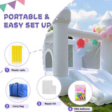 iLink-outer White Bounce House Without Blower Indoor Outdoor Bouncy Castle for Kids 2-8 Oxford Toddler Bounce House with Slide Balloon & Blower,103 x 71 x 90 inch,Kid Birthday Party Gifts （NO Blower） iLink-outer