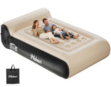 Ptlahmri Queen Air Mattress Full with Built in Pump,16" Comfort Flocking Inflatable Blow Up Mattress,Equipped for Home, Guests, Camping,Inflate in 3 Minutes, 660 lbs Max (Black) Ptlahmri