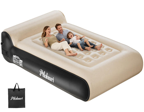 Ptlahmri Queen Air Mattress Full with Built in Pump,16" Comfort Flocking Inflatable Blow Up Mattress,Equipped for Home, Guests, Camping,Inflate in 3 Minutes, 660 lbs Max (Black) Ptlahmri
