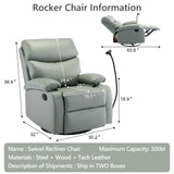 Cooexult Swivel Rocker Recliner Chair, Rocking Recliner Chair with Microfiber Leather, Small Manual Recliner Chair for Living Room, Nursery, Bedroom, RV, Green Cooexult