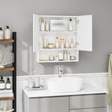 FOTOSOK Bathroom Wall Cabinet Medicine Cabinet, Wall Mounted Bathroom Mirror with Storage Mirror Cabinet with 2 Doors and Adjustable Shelf, Laundry Living Room, White FOTOSOK