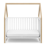 Storkcraft Orchard 5-in-1 Convertible Crib (White with Driftwood) – GREENGUARD Gold Certified, Canopy Style Baby Crib, Converts from Crib to Toddler Bed, Daybed and Full-Size Bed Storkcraft