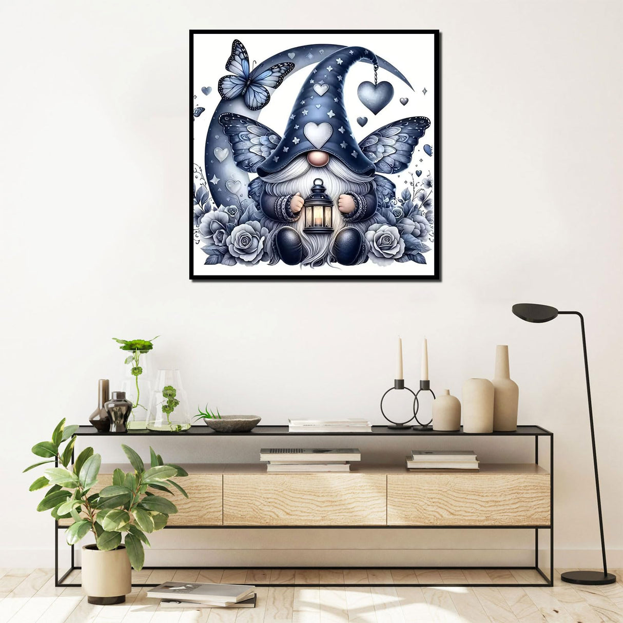 5D Gnome Diamond Art Kits for Adults, Full Round Drill Dot Flowers Diamond Painting Kits for Beginners Butterfly,DIY Gem Art and Crafts Paint by Diamonds Love Heart,Home Wall Decor 13.7X13.7Inch SJDIYSTORE