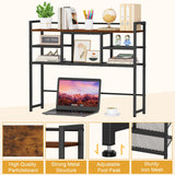 Snughome Desk Shelf, 38.6" Desktop Bookshelf, Desk Hutch Dorm, Countertop Storage Hutch with 5 Shelves for Computer Desk, Multipurpose Wood Desktop Display Organizer Rack for Home Office Dorm Snughome