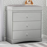 Delta Children Sutton 3 Drawer Dresser with Changing Top and Interlocking Drawers - Greenguard Gold Certified, Grey Delta Children
