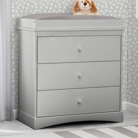 Delta Children Sutton 3 Drawer Dresser with Changing Top and Interlocking Drawers - Greenguard Gold Certified, Grey Delta Children
