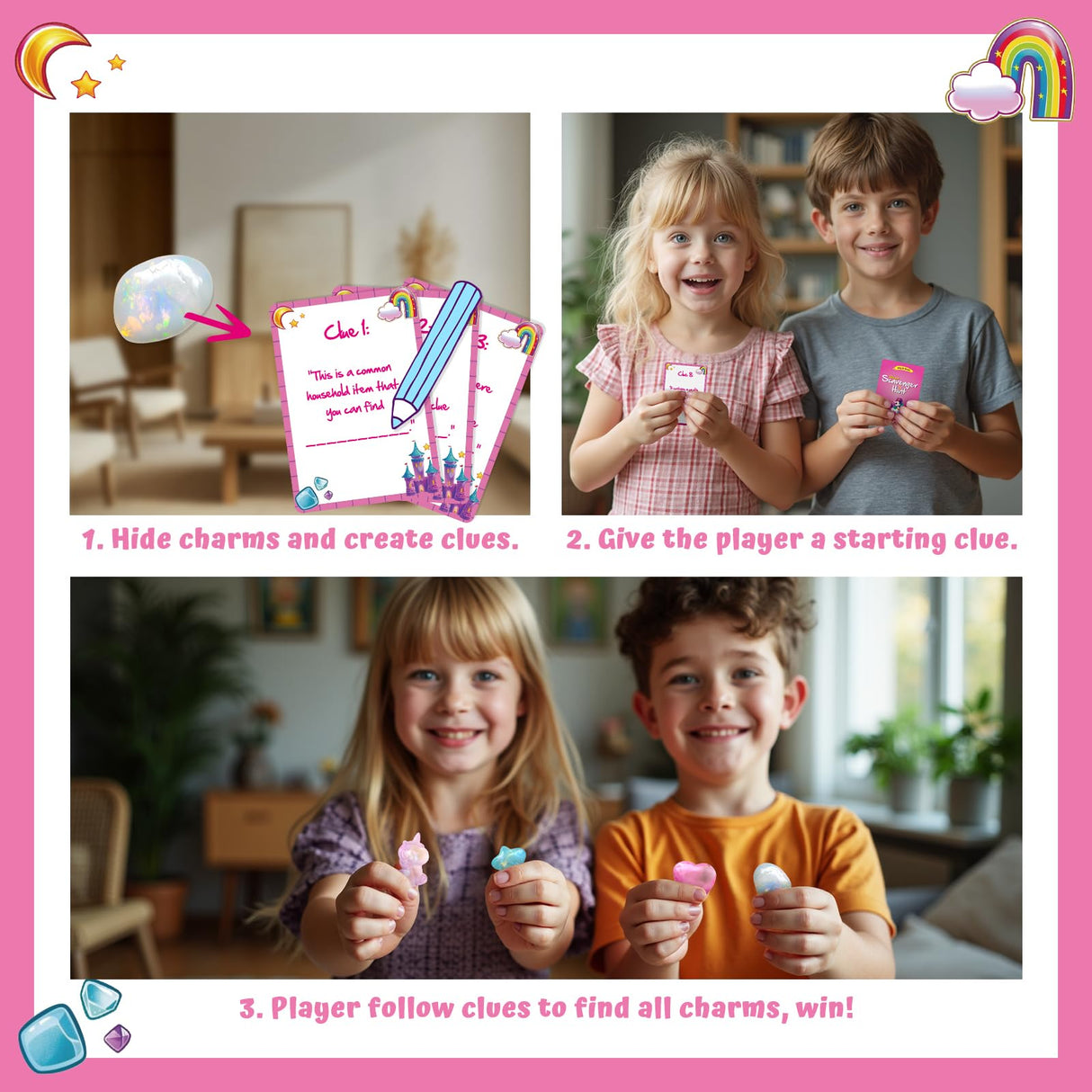 EDUMAN Unicorn Scavenger Hunt Dig Kit - Treasure Dig Kit Interactive Arts & Crafts, STEM Educational Toy with Clue Cards, Gemstone Dig Kits & DIY Jewelry Making Kits for Kids 6+, Ideal Gift for Girls EDUMAN