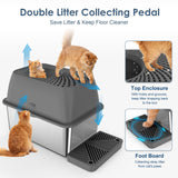 8" Deep Stainless Steel Litter Box with Lid, Top Entry Cat Litter Box for Dog-Proof, Enclosed Cat Litter Pan with Footboard, Odor Control, Anti-Leakage, Non-Sticky, Easy Cleaning (Charcoal Gray) suzzipaws