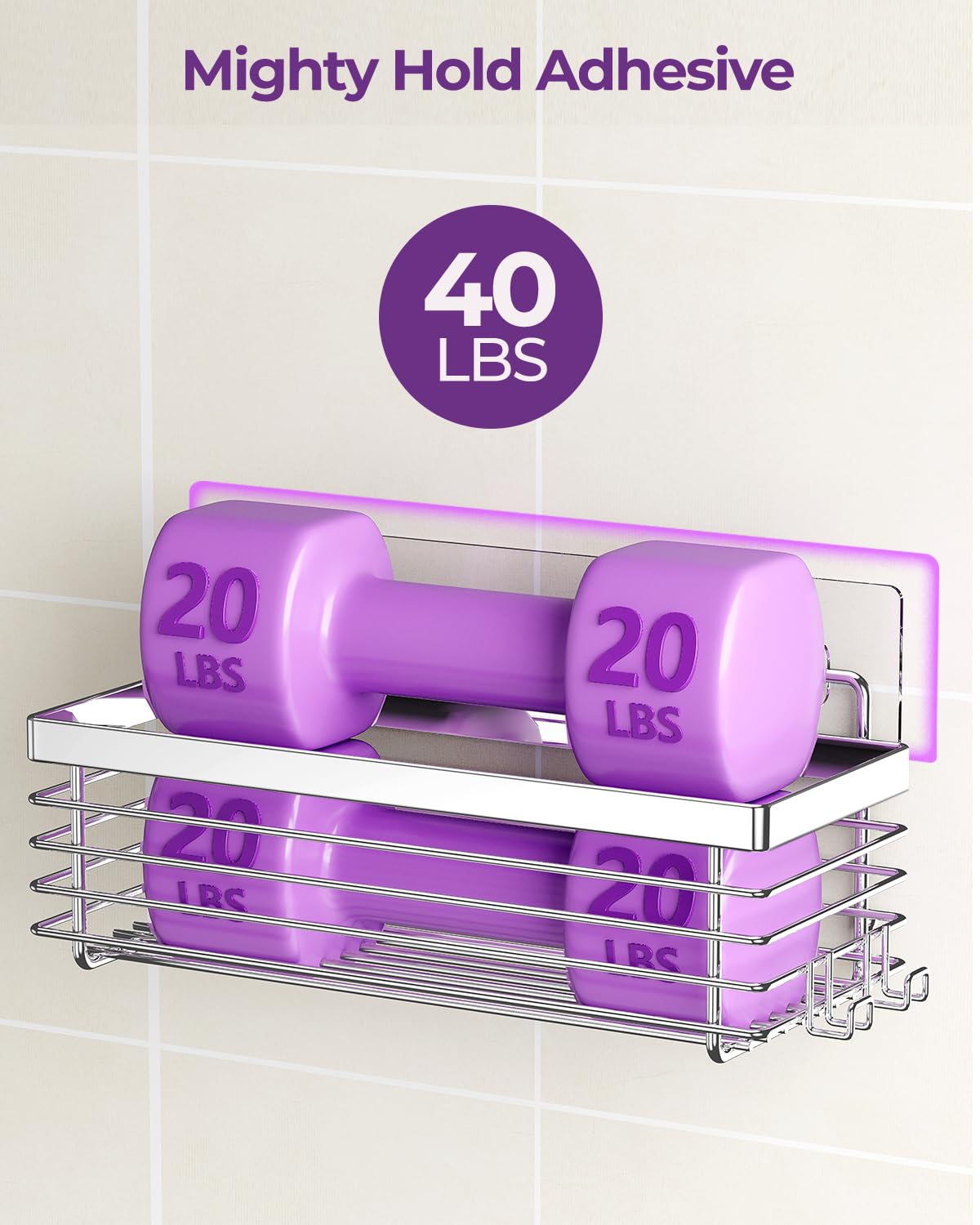 ODesign Shower Caddy 3 Pack SUS304 Stainless Steel-No Drilling-Shower Bathroom Shelves Rack,Rustproof Wall Mounted,Adhesive Shower Shelf Basket Organizer-Silver ODesign