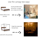 Comtelek Elegant Bed Canopy Mosquito Net Set, Four Corner Post Curtains, Stick Hook &Profession Rope, Screen Netting, Full/Queen/King/Black Comtelek