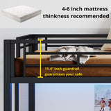 ANCTOR Loft Bed Twin Size with Desk and 4 Storage Shelves, Metal Loft Bed Frame with Power Outlet and LED Lighted, Safety Guard & Ladder, Space-Saving, Noise Free, Black ANCTOR