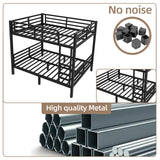 HKOLIE Full Over Full Bunk Bed, Metal Bunk Bed Frame Heavy Duty Bunk Beds Loft Bed Frame with Ladder and Guardrail Metal Slats No Box Spring Required for Adults Teens, Black HKOLIE