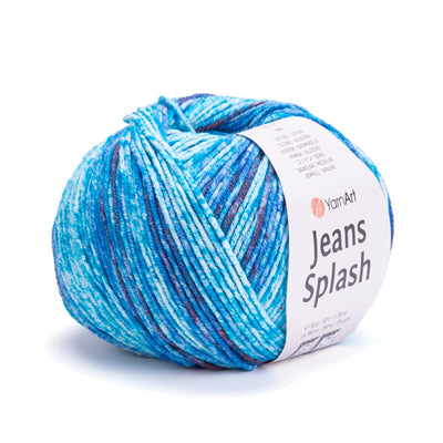 YarnArt Jeans Splash - Variegated Sport Yarn 55% Cotton 45% Acrylic 1 Skein/Ball 50g 174yds Soft Cotton Yarn for Amigurumi (944)