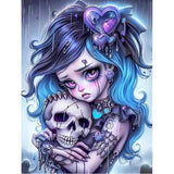 cdjlddww 5D Diamond Painting Kits for Adults, Gothic Diamond Art Kits for Beginners, DIY Skull Round Full Diamond Gemstone Art Rhinestone Painting for Wall Decor 12X16 inch cdjlddww