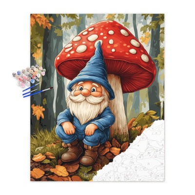 Gnomes Forest Paint by Number Kit, Red Huge Mushroom Paint by Numbers for Adults, Gnome Picture Wall Art, Maple Leaves Acrylic Painting, Abstract Home Wall Decor(16x20inch)