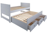 Bedz King All in One Twin Bed with Twin Trundle and 3 Built in Drawers, Breezy Blue Bedz King