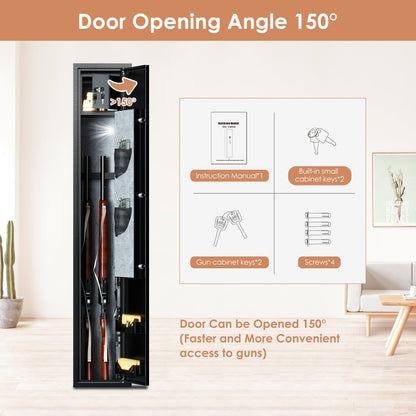 NICOMOW 3 Gun Fingerprint Safe for Household Rifles and Pistols Quick Biometric Gun Safe for Rifles and Shotguns Long Gun Cabinet with Adjustable Gun Stock and Cartridge Box,Built-in valuables Safe