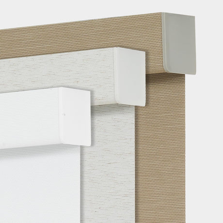 Persilux Custom Size Blackout Cordless Roller Blinds Natural Woven Stripes Bamboo-Look Fabric Thermal Insulation Privacy Roller Shades for Home,Office,Bedroom,Cream Color Persilux