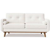65 in Loveseat Sofa, Mid Century Modern Couch Comfy Love Seat Couches for Living Room, 2 Seater Deep Seat Couch Teddy Fleece Boucle Upholstered Couches for Bedroom Office Small Space, Beige GarveeHome