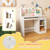 Costzon Kids Study Desk with Hutch and Storage - White Wooden Workstation for Children Costzon