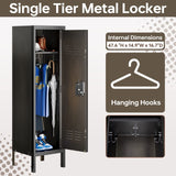 MIIIKO Metal Storage Locker Cabinet with 1 Door, 18“ Deep Lockers with Hanging Hooks, Clothes Locker for School, Bedroom, Home Office, Gym and Changing Room MIIIKO