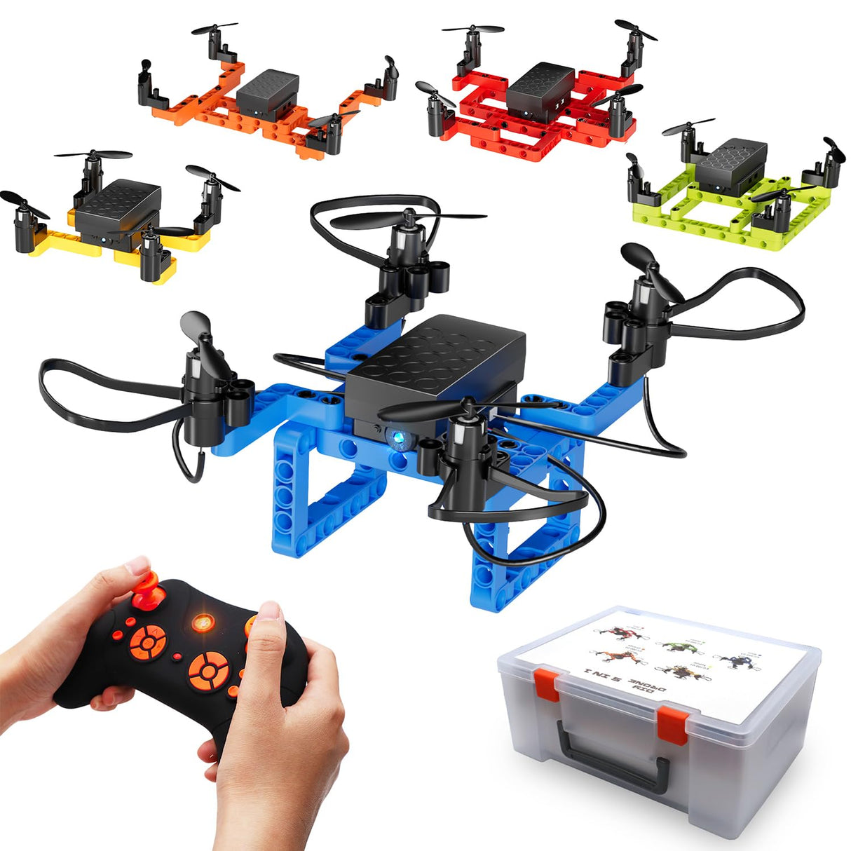 LANSAND Drone Building Toys Set 159 Pieces STEM Toy for Kids 6 7 8 9 10 11 12 Years 5 in1 DIY Drone Kit Remote Control Mini Drone, Learning Creative Construction Toys Gifts for Birthday Christmas LANSAND
