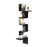 Furinno Rossi Wall Mounted Shelves, 5-Tier Rectangle, Espresso/Black Furinno