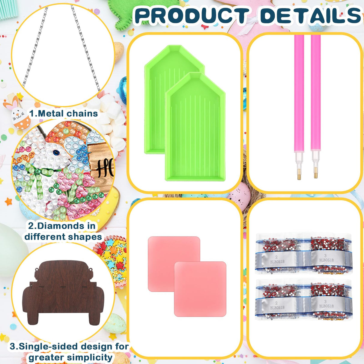 Menkxi 13 Pcs Seasonal Interchangeable Diamond Art Fall Thanksgiving Diamond Art Christmas Painting Kits Hanging Sign Seasonal Interchangeable Truck DIY Craft Decoration for Front Door(Blue) Menkxi