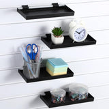 Blulu 4 Pack 10 x 4.3 Inch Slatwall Shelves, Retail Display Shelves Panel Metal Boutique Display Slat Wall Shelf Accessories for Home Shoe Stores Boutiques Storage Shelf Organization(Black) Blulu