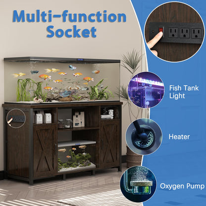 55-90 Gallon Fish Tank Stand with Power Outlets, Aquarium Stand with Cabinet, Heavy Duty Reptile Tank Turtle Terrariums Table for Fish Tank Accessories Storage, 52" L x 19.7" W, 1000LBS Capacity