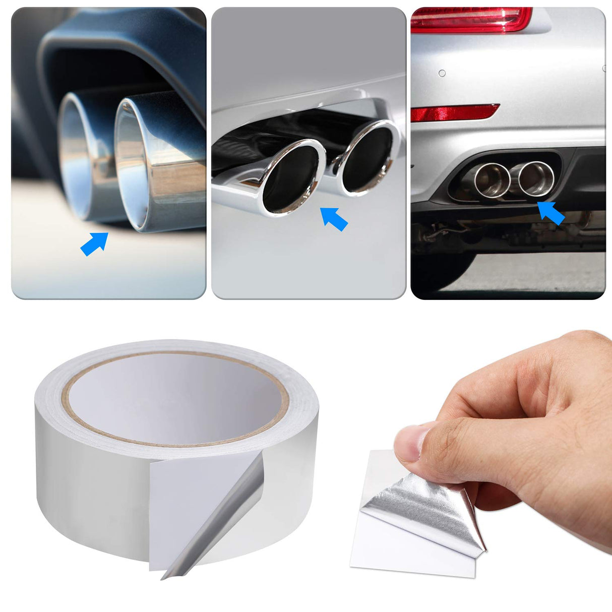 FCHO Car Sound Deadening Roller Metal Installation Tool 3 Pcs Seam Roller with 66 Feet Aluminum Foil Tape Finishing Sealing Tape, for Car Sound Deadening Installation FCHO