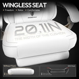 Dowinx Gaming Chair with Pocket Spring Cushion, Ergonomic Computer Chair with Massage Lumbar and Footrest for Adults, High Back Game Chair Leather for Office Gaming 300LBS, All White Dowinx