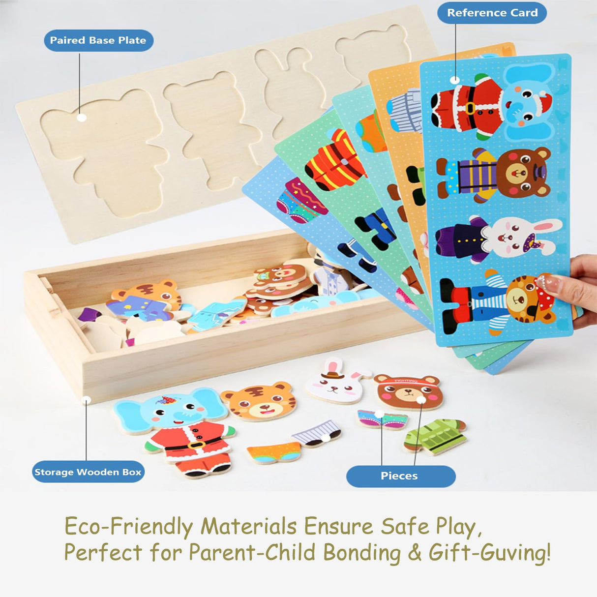 LilyBeauty Wooden Jigsaw Bear Family Puzzle Box, Dressing Puzzles Toys, Dress-up Puzzle Set（72 pcs） (Mixed) LilyBeauty