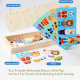 LilyBeauty Wooden Jigsaw Bear Family Puzzle Box, Dressing Puzzles Toys, Dress-up Puzzle Set（72 pcs） (Mixed) LilyBeauty