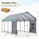 Prime Garden 10'x20'x10' Metal Carport, Heavy Duty Car Port with Enhanced Base Garage, Thickened Outdoor Galvanized Car Shelter for Car, Boats and Truck Prime Garden