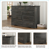 Gyfimoie Farmhouse 9 Drawers Dresser for Bedroom, Chest of Drawers with Natural Texture, Accent Storage Cabinet for Closet,Living Room (Dark Rustic Oak) Gyfimoie