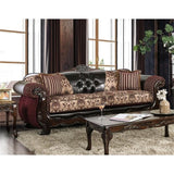 Furniture of America Eli Faux Leather Tufted Sofa in Burgundy and Dark Brown Furniture of America