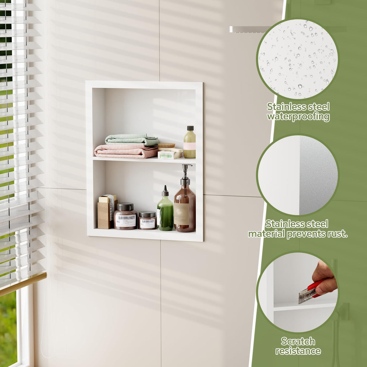 Oenalw 14x18 Medicine Cabinet Recessed Stainless Steel, 2-Tier, Medicine Cabinet Organizer,Stainless Steel Wall Niche, Bathroom Wall Cabinet, Recessed Bathroom Cabinet, Cabinet recessed Wall Cabinet Oenalw