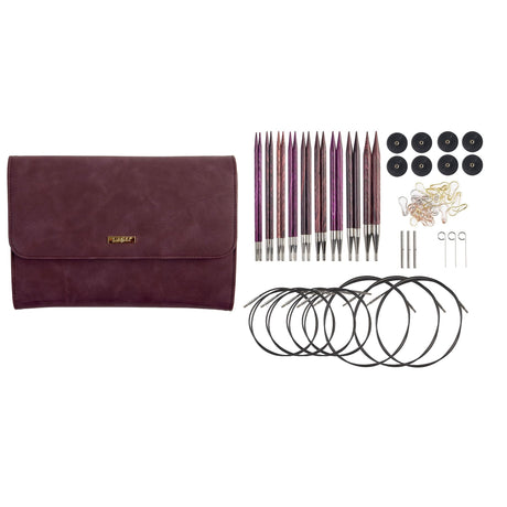 Knit Picks Options Wood Interchangeable Knitting Needle Set with Case and Stitch Markers (Royal Purple) Knit Picks