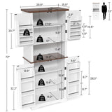 Apicizon 72" Kitchen Pantry Cabinet, Freestanding Kitchen Pantry Storage Cabinets with Barn Doors & Shelves, Utility Hutch Cabinet, Cupboard Organizer for Dining Room Living Room Bathroom Apicizon