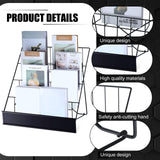 Sintuff Comic Book Display Rack 4-tiered Book Display Stand 18" Wire Rack Tabletop Signing CD Magazine Stand Metal Black Countertop Decor for Retail Library Classroom Picture Literature Brochure Sintuff