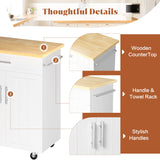 JY QAQA 26" Kitchen Island on Wheels with Storage Cabinet Kitchen Cart Cabinet with Shelves, Cart Handle for Towel Rack or Free Mobility, Portable Islands for Kitchen,White JY QAQA PET