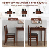 POWERSTONE Farmhouse Wood Dining Table Set for 4, Space-Saving Kitchen Table 4 Chairs Paded PU Leather, Rectangular 5 Piece Dining Table Set 4 Rubberwood Legs Chairs for Kitchen Indoor Dinner (Brown) POWERSTONE