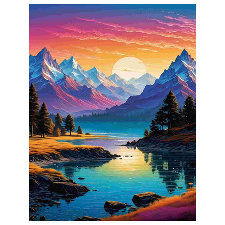 Landscape Paint by Numbers Kit for Adults, Mountain Paint by Numbers for Adults, DIY Adult Stress Relief Painting Art Crafts for Home Decoration 16 x 20 Inch Aestalrcus