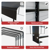 NUGRIART Metal Carport 10 x 15 FT with Heavy Duty Metal Frame & Galvanized Steel Roof, Metal Car Garage, Sturdy Canopy Shelter for Car, Truck, Pickup, SUV, Tractor, and Boat NUGRIART