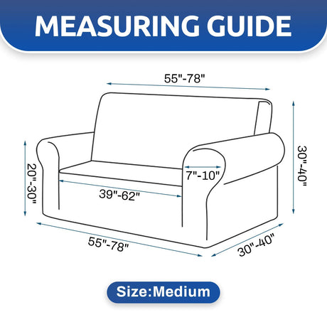 KEKUOU Stretch Loveseat Sofa Cover Slipcover,Couch Covers for 2 Cushion Couch Sofa (55"-79") Furniture Protector Sofa with Elastic Bottom for Kids,Dog. Jacquard Small Checked (Medium,Black) KEKUOU