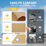 Carport Canopy Tent Sidewalls for 10x20x8.6FT Car Garage with Ball Bungees, Heavy Duty Portable Shelter Logic Replacement Covers (Frame is not Included) (Khaki) Yustuf