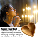 Prayer Bowl with Cards, Heart Prayer Bowl Wooden, Christian Gifts for Women Men, Wood Prayer Dough Bowl, Heart Shaped Decor Bowl, Birthday, Retirement, Religious, Easter Gift for Mom Dad Sereficy
